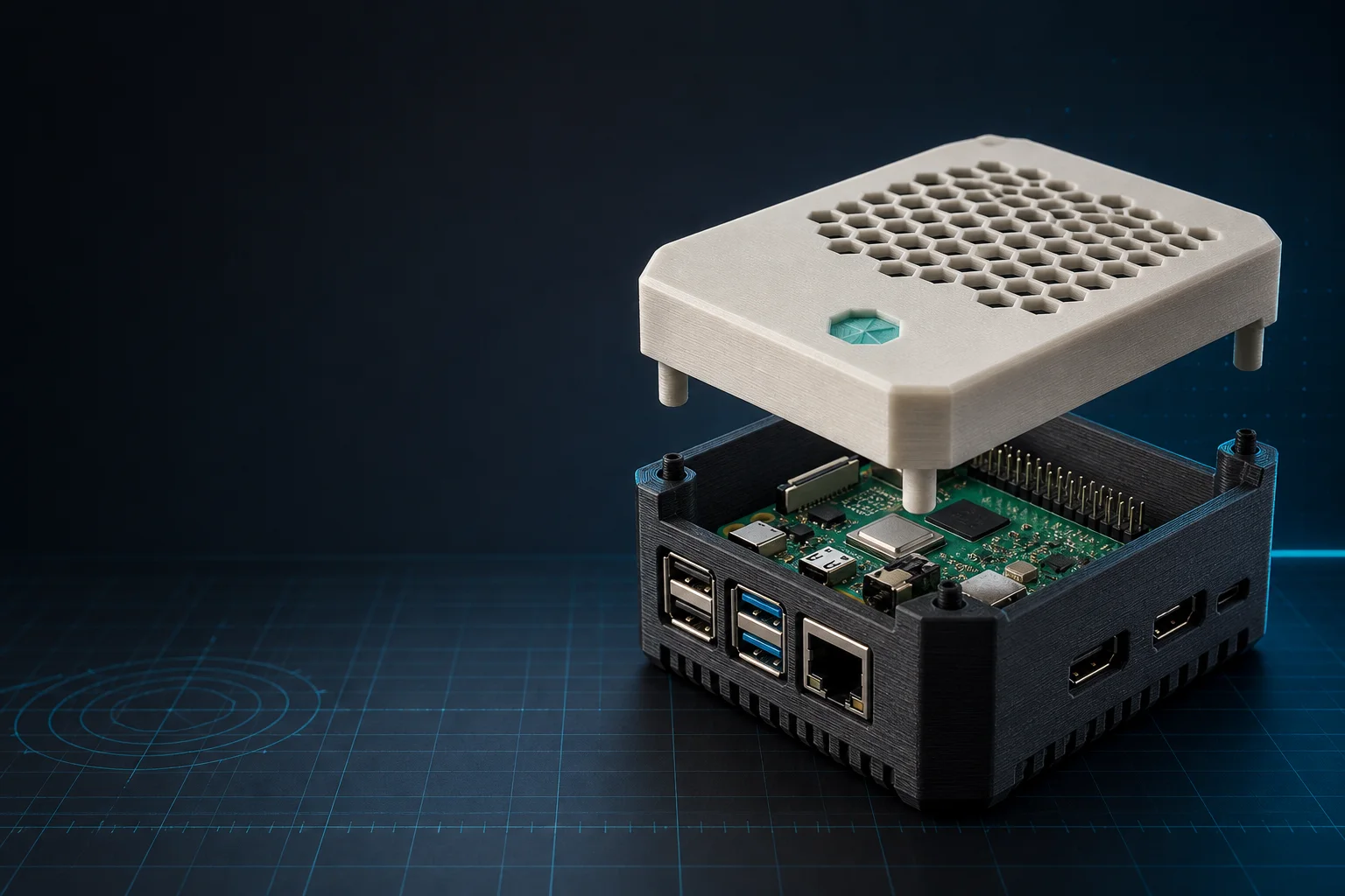 3D-gedrucktes Gehäuse für einen Einplatinencomputer